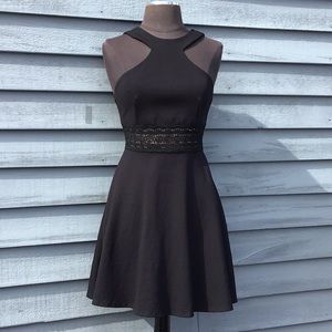 Solemio Black Open Back Halter Skater Dress Size Small